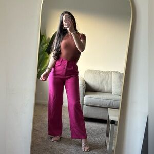 High-Waist Wide-Leg Pants Pink